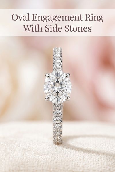oval engagement ring with side stones