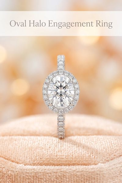 oval halo engagement ring