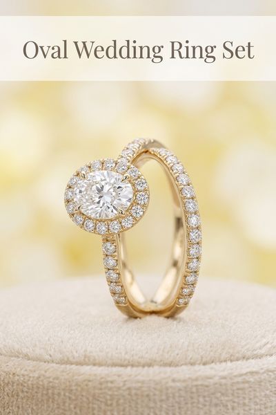 oval wedding ring set