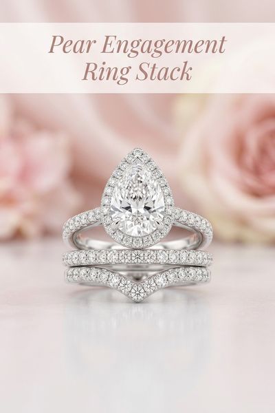 pear engagement ring stack
