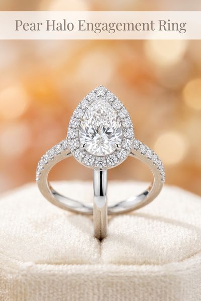 pear halo engagement ring