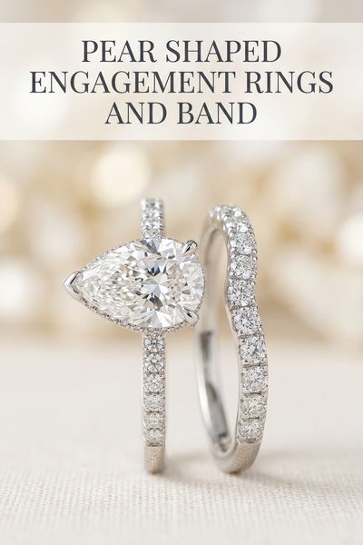 pear shaped engagement rings and band