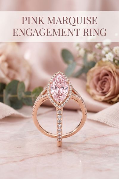 pink marquise engagement ring