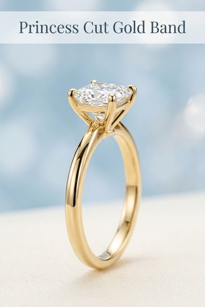 princess cut gold band