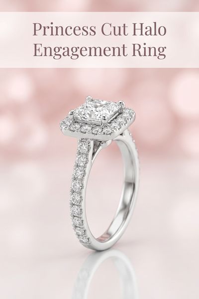 princess cut halo engagement ring