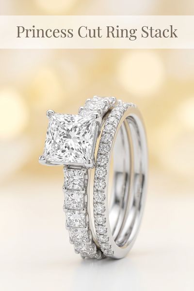 princess cut ring stack