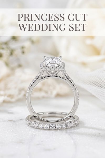 princess cut wedding set