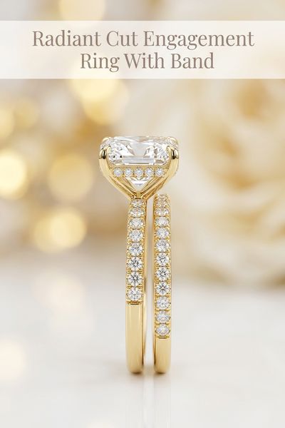 radiant cut engagement ring with band