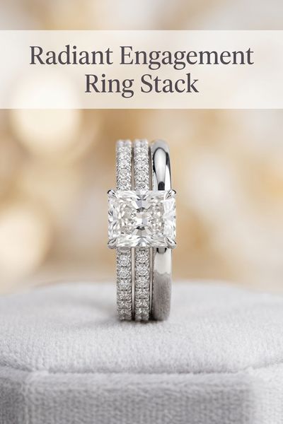 radiant engagement ring stack