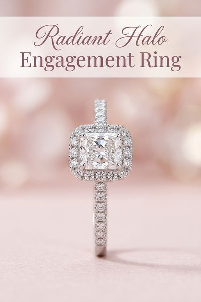 radiant halo engagement ring