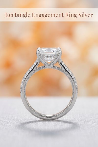 rectangle engagement ring silver