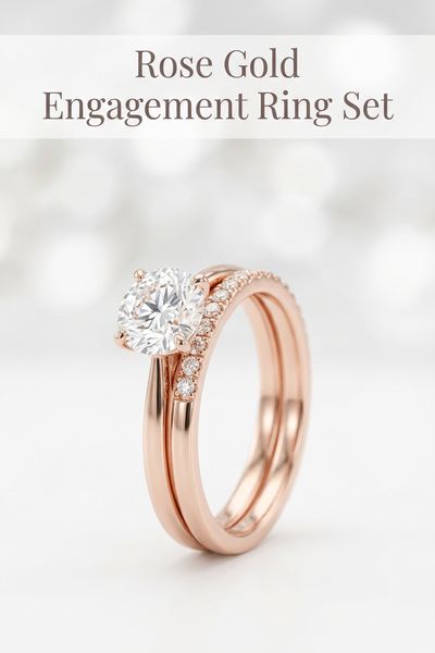 rose gold engagement ring set