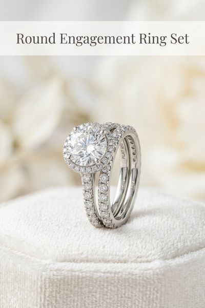 round engagement ring set
