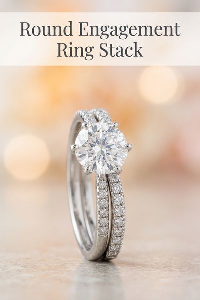 round engagement ring stack