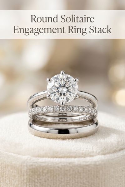 round solitaire engagement ring stack