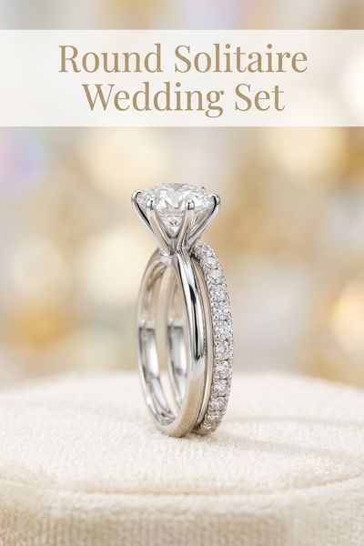round solitaire wedding set