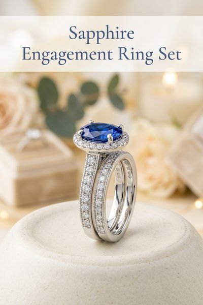 sapphire engagement ring set