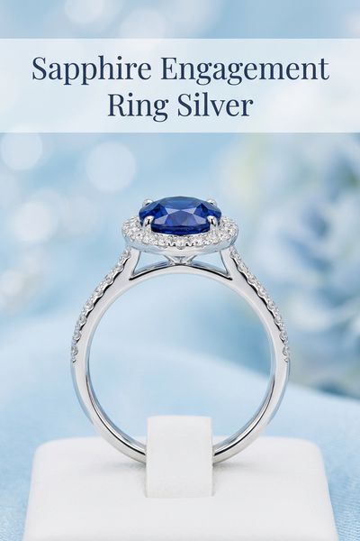 sapphire engagement ring silver