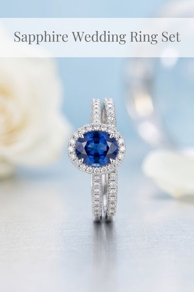 sapphire wedding ring set