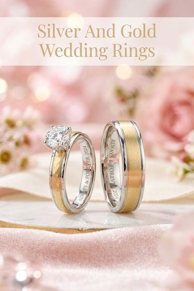silver and gold wedding rings