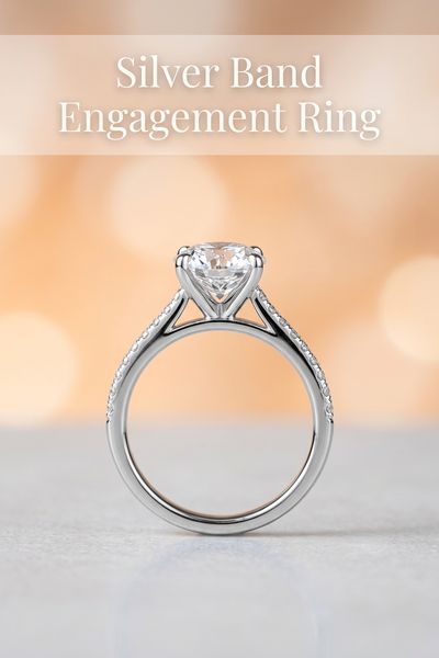 silver band engagement ring