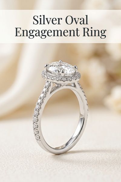 silver oval engagement ring