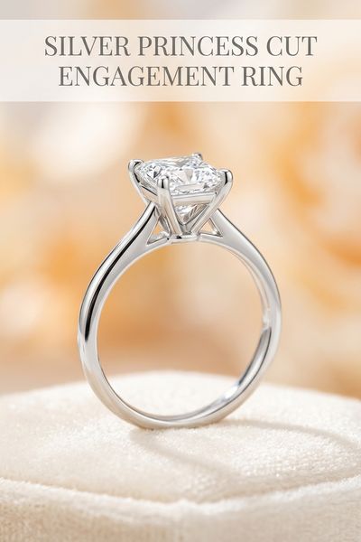 silver princess cut engagement ring
