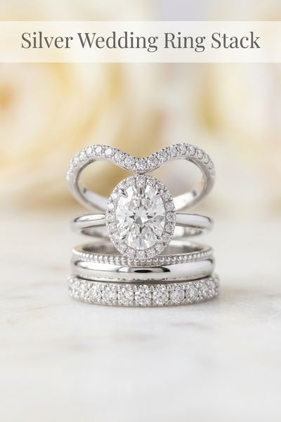 silver wedding ring stack