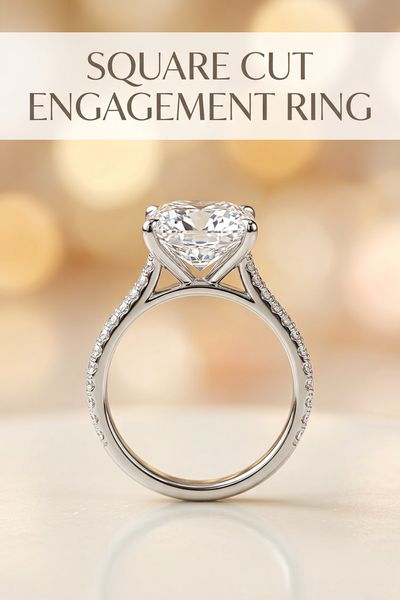 square cut engagement ring