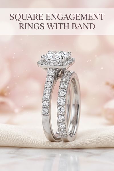 square engagement rings with band