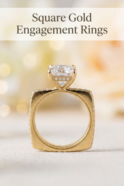 square gold engagement rings