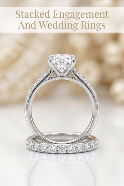 stacked engagement and wedding rings