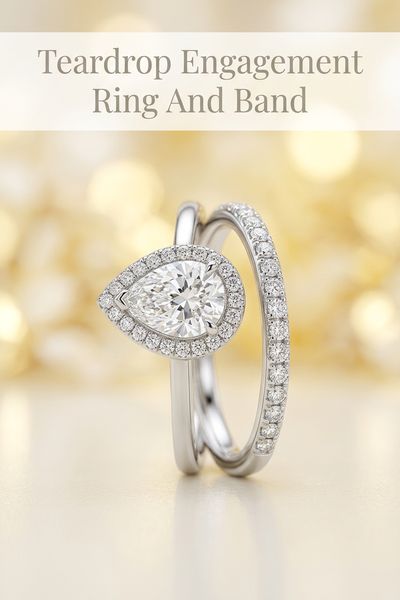 teardrop engagement ring and band
