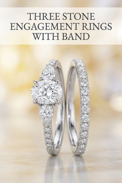 three stone engagement rings with band