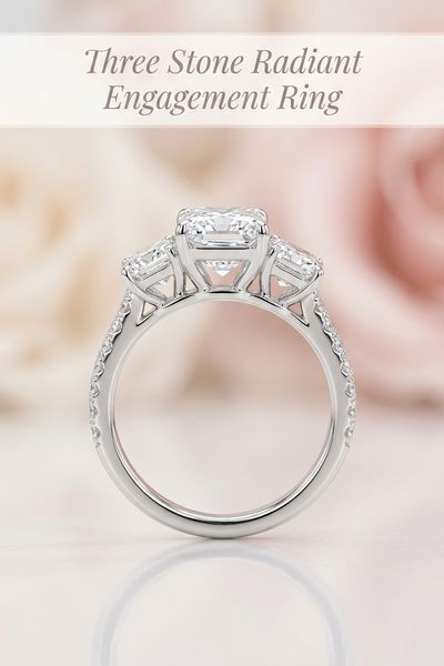 three stone radiant engagement ring