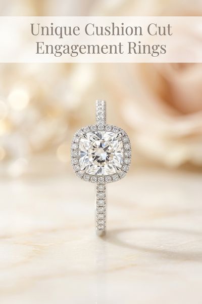 unique cushion cut engagement rings