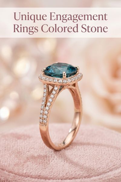 unique engagement rings colored stone