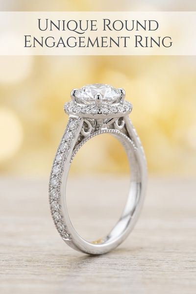 unique round engagement ring