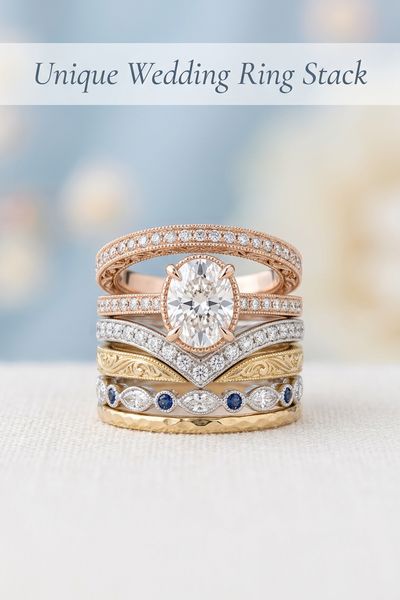 unique wedding ring stack