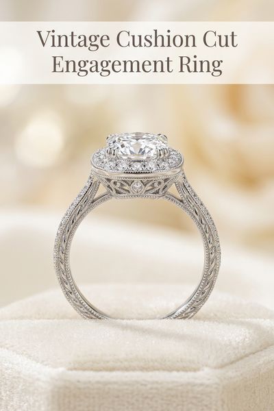vintage cushion cut engagement ring