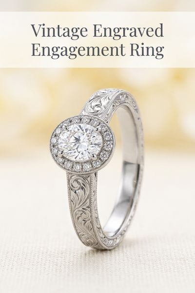 vintage engraved engagement ring