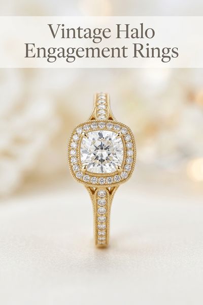 vintage halo engagement rings