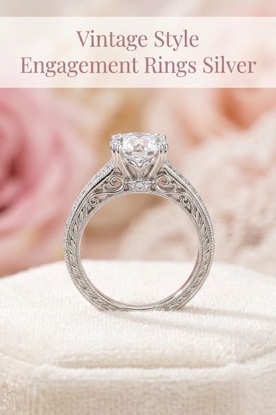 vintage style engagement rings silver