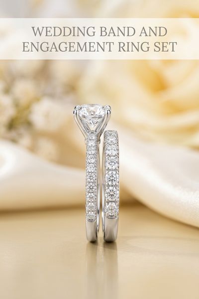 wedding band and engagement ring set