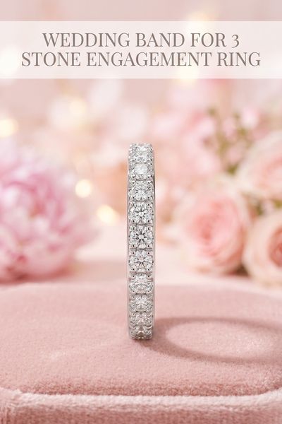 wedding band for 3 stone engagement ring