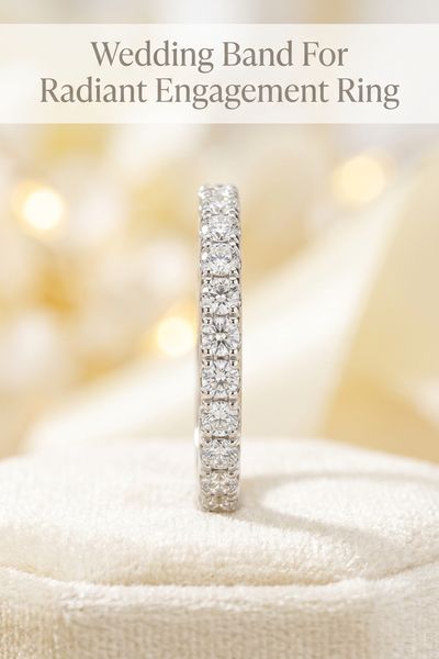 wedding band for radiant engagement ring