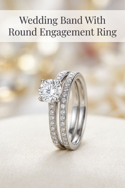 wedding band with round engagement ring