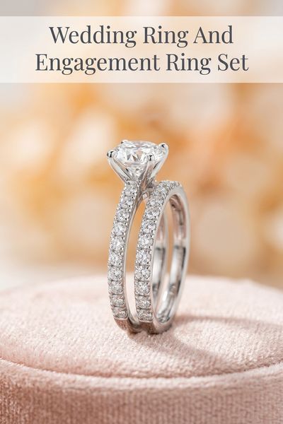 wedding ring and engagement ring set