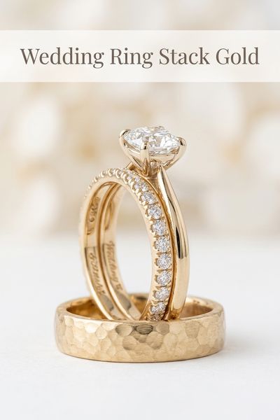 wedding ring stack gold