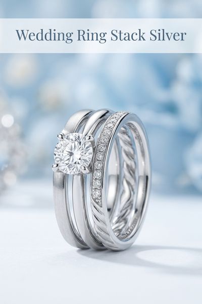 wedding ring stack silver
